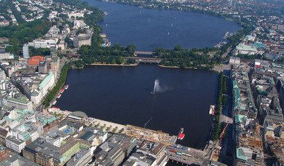 View of the Inner Alster in Hamburg