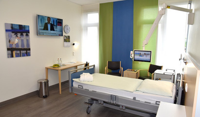 Room in the elective treatment ward in the Albertinen Hospital/Albertinen International in Hamburg