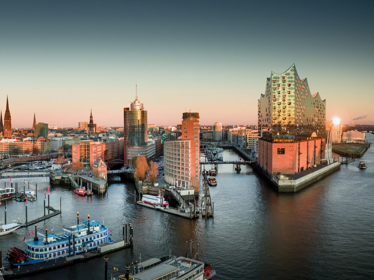 View of the Hamburg skyline from the Port of Hamburg
